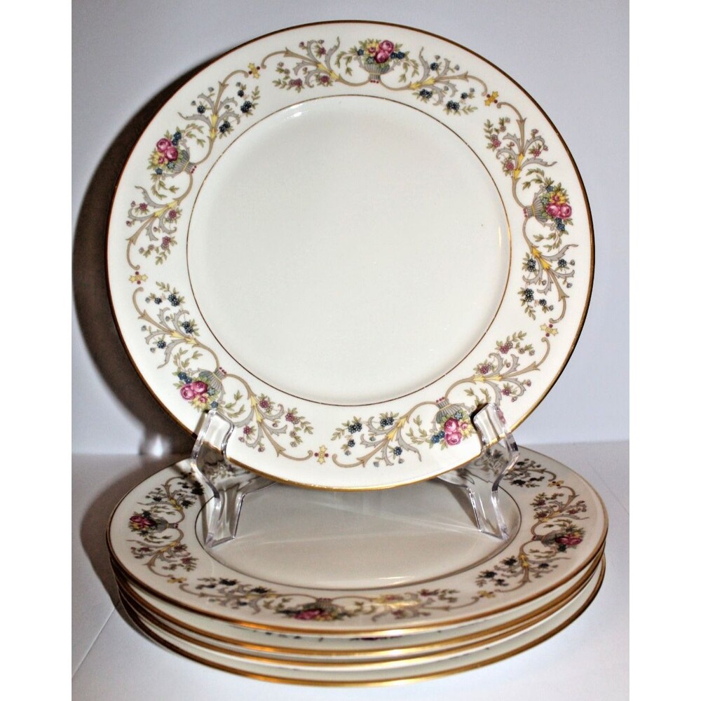 Set of 4 Vintage Lamberton Dorothea Fine China Dinner Plates Floral